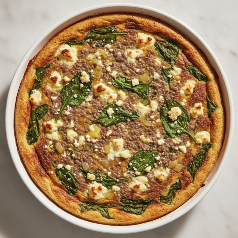 Lean Mince Quiche with Spinach and Feta