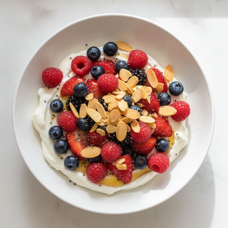 Greek Yogurt Bowl with Mixed Berries and Vanilla Protein