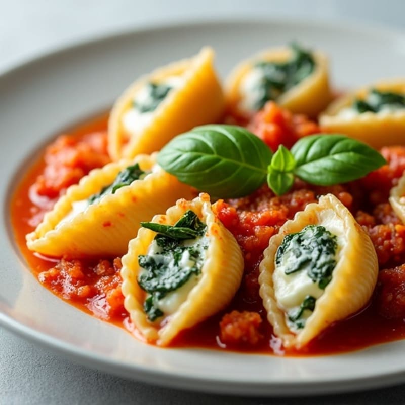 Creamy Spinach Ricotta Stuffed Pasta Shells
