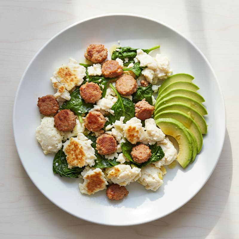 Scrambled Egg Whites with Spinach and Turkey Sausage