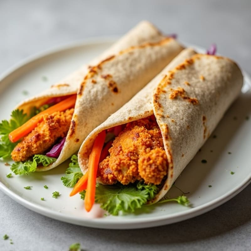 Crispy Buffalo Chicken Wrap with Crunchy Celery Slaw