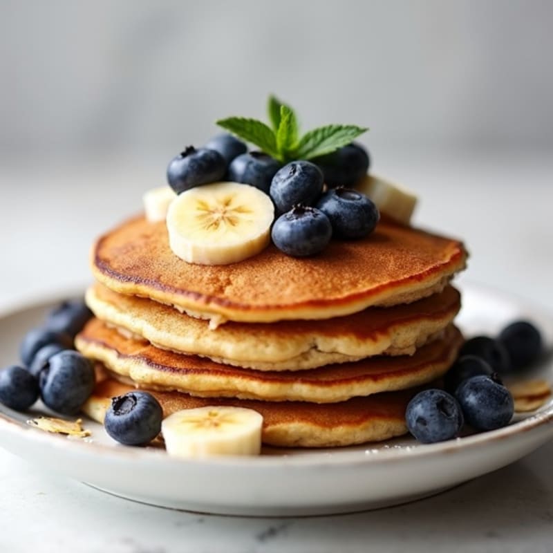 Fluffy Banana Berry Protein Pancakes
