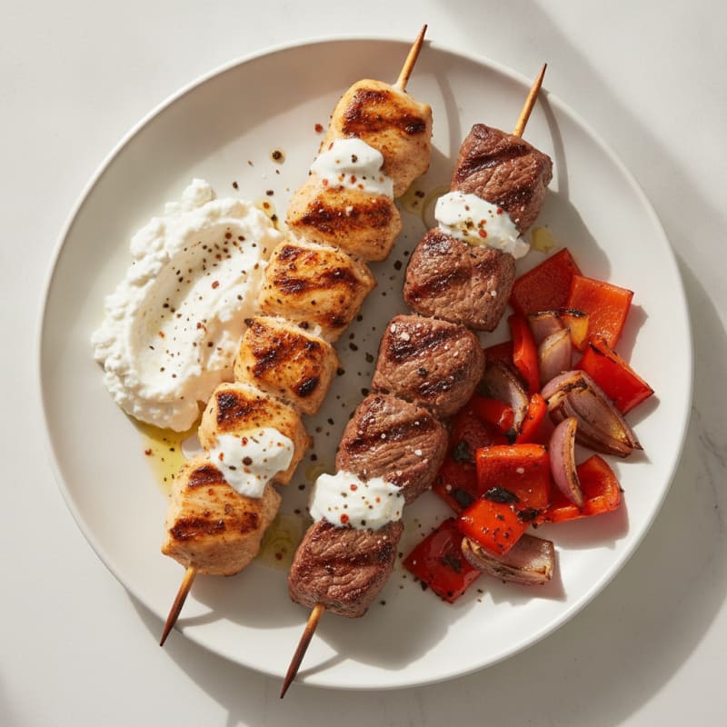 Yogurt-Marinated Chicken and Beef Skewers