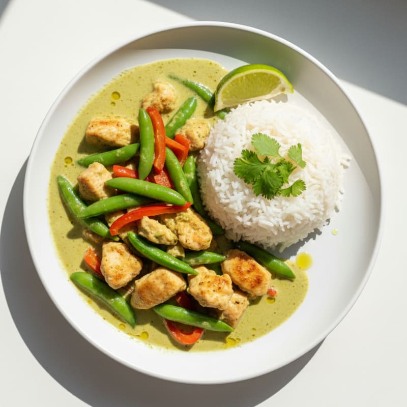 Green Curry Chicken with Coconut Rice