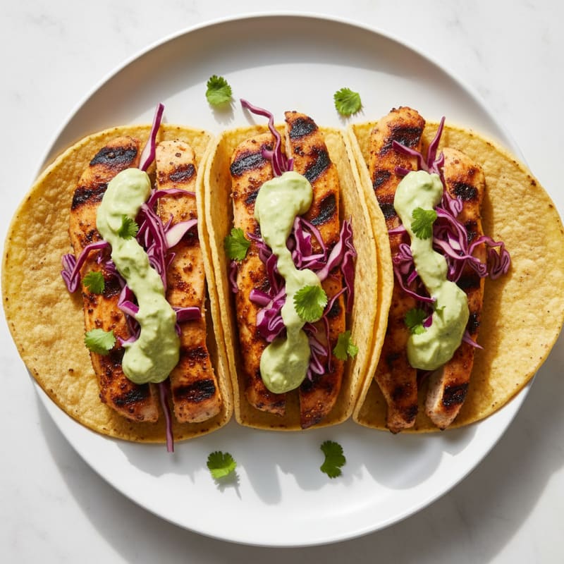 Grilled Chicken Tacos with Avocado Crema