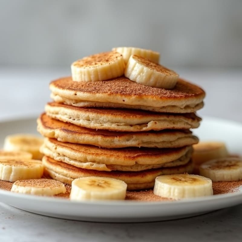 Fluffy Whole Grain Banana Pancakes with Warm Cinnamon Bananas