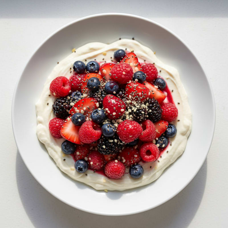 Silky Greek Yogurt Protein Pudding with Mixed Berries