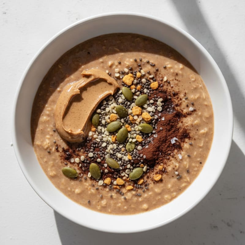Almond Butter Overnight Oats with Cacao