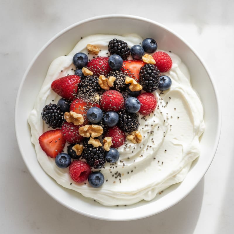 Silky Greek Yogurt Protein Pudding with Mixed Berries