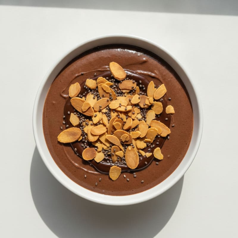Silky Chocolate Protein Pudding with Almond Crunch