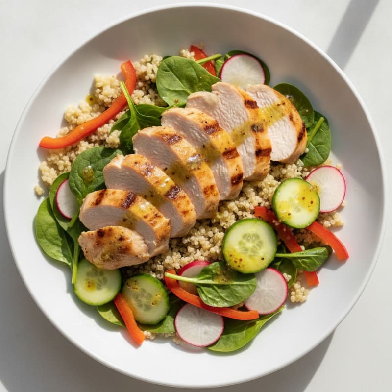 Grilled Turkey Breast Salad with Quinoa and Crunchy Vegetables
