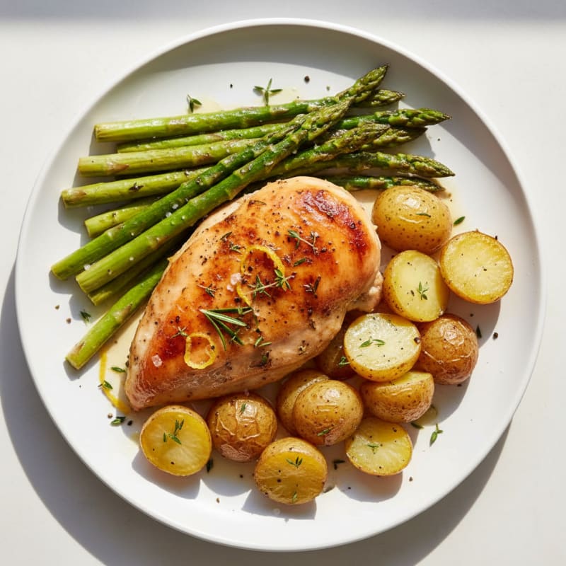 Lemon-Herb Roasted Chicken and Asparagus