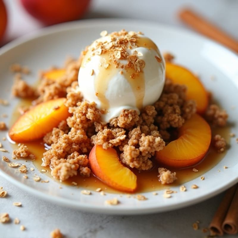 Sweet Peach Protein Crisp with Crispy Oat Topping