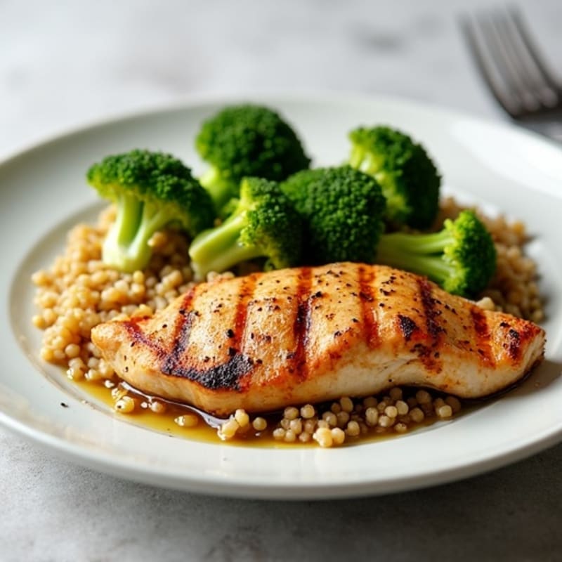 Grilled Chicken Breast with Roasted Broccoli and Quinoa