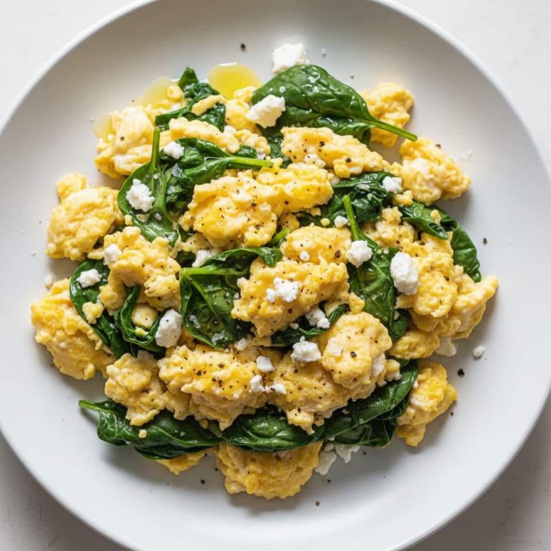 High-Protein Spinach and Feta Egg Scramble