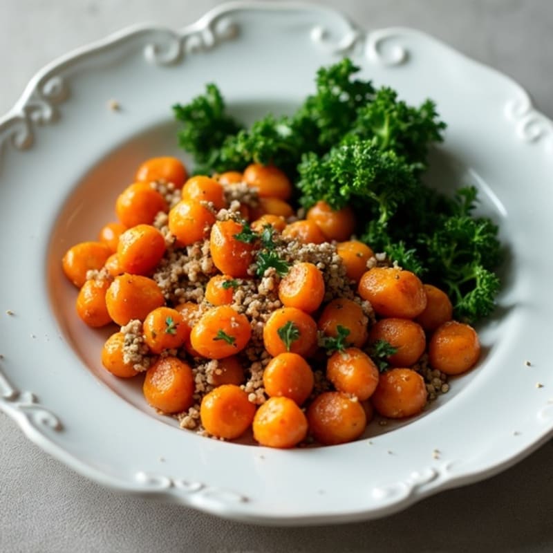 Crispy Pan-Seared Sweet Potato Gnocchi with Lean Ground Turkey and Sautéed Kale