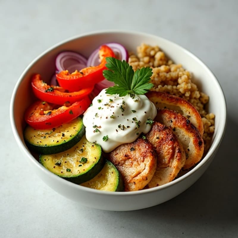 Herb-Spiced Chicken Shawarma Bowl with Roasted Vegetables