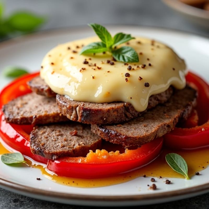 Thin-Sliced Steak and Sautéed Peppers with Creamy Provolone
