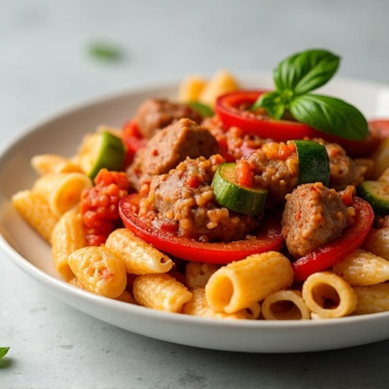 Hearty Lean Sausage and Vegetable Ragu with Whole Wheat Pasta
