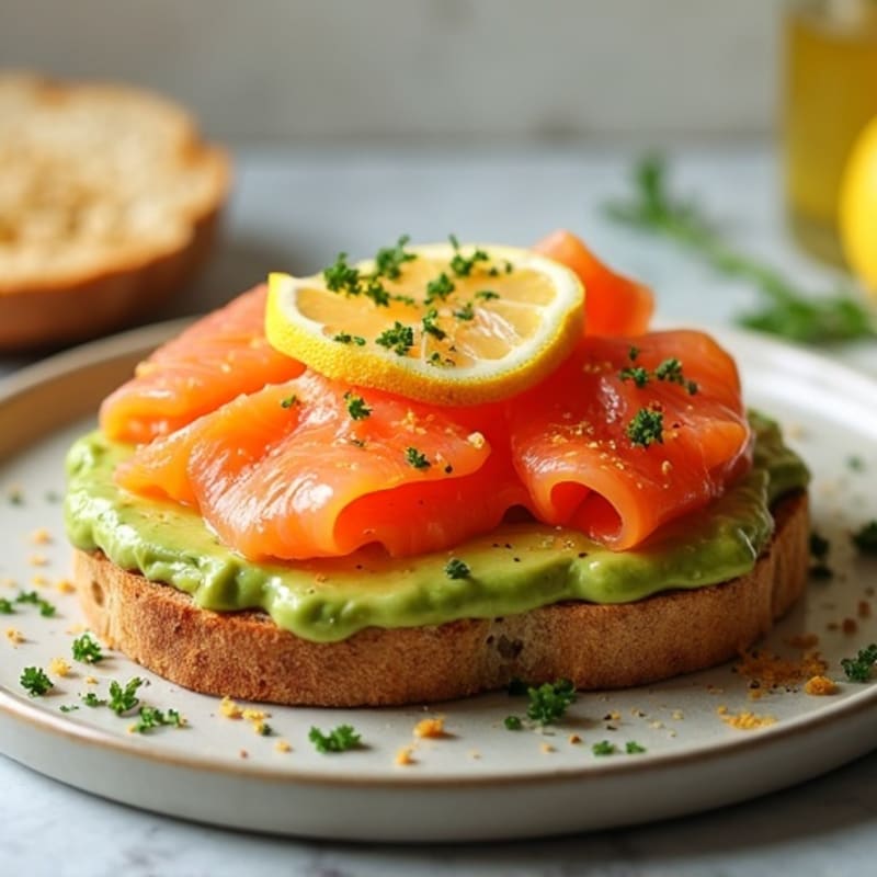 Smoked Salmon and Creamy Avocado Toast with Everything Bagel Seasoning
