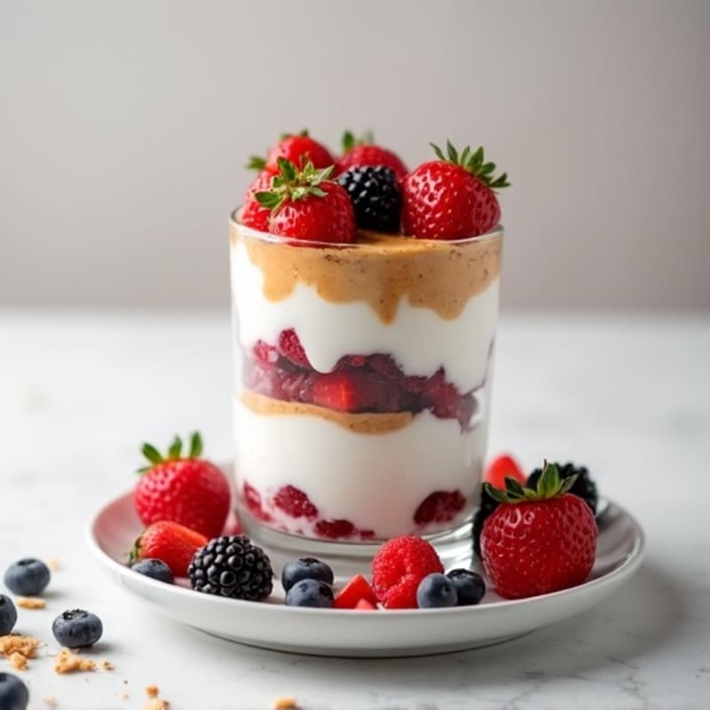 Greek Yogurt Protein Parfait with Mixed Berries and Almond Butter