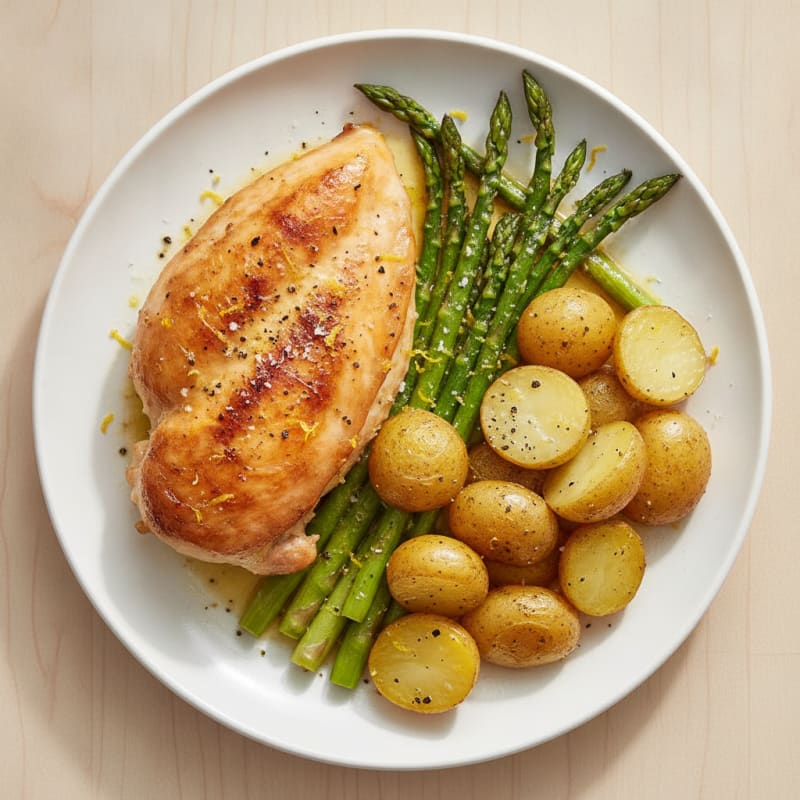 Lemon Herb Roasted Chicken with Asparagus