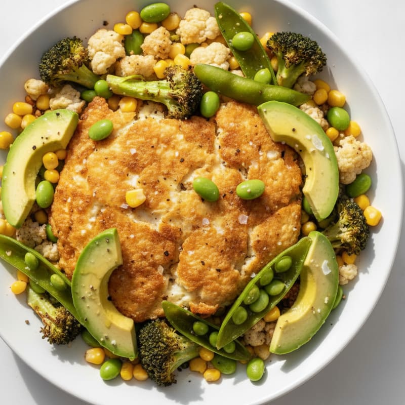 Air Fryer Eggs with Roasted Broccoli and Edamame