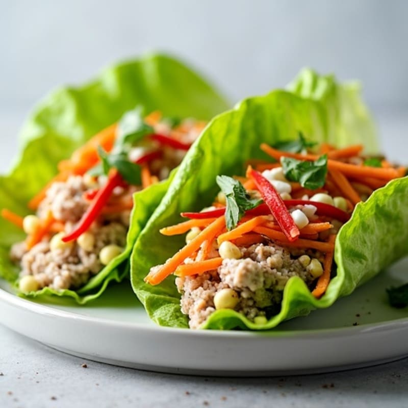 Flaked Tuna and Crispy Veggie Lettuce Wraps