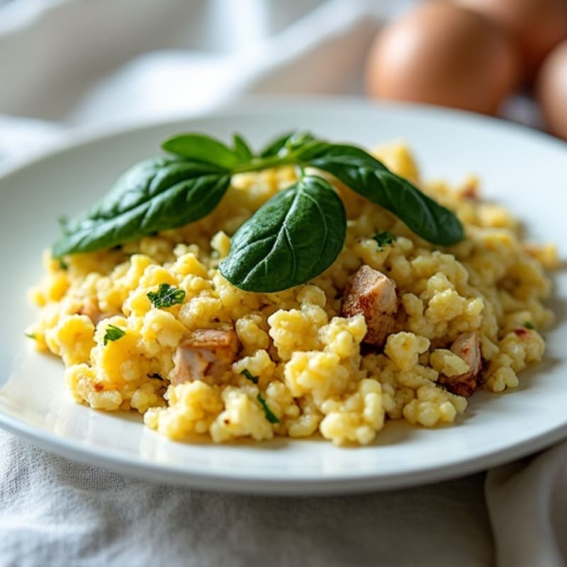 Egg White Scramble with Sautéed Spinach and Grilled Chicken