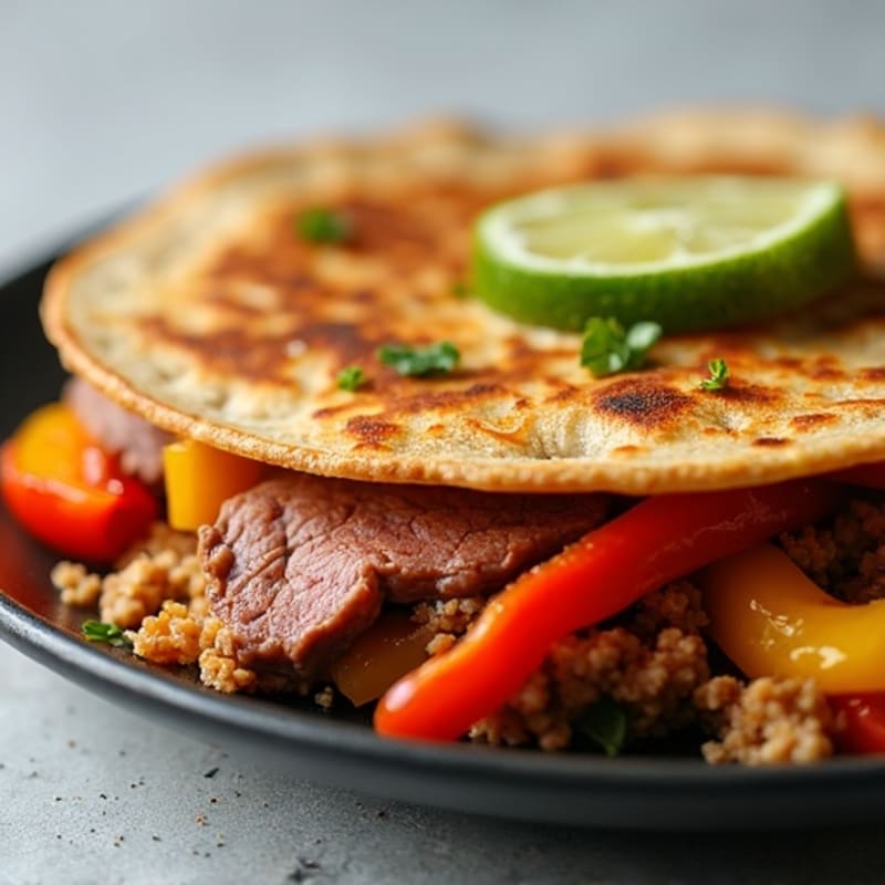 Spicy Lime Steak Quesadilla with Bell Peppers