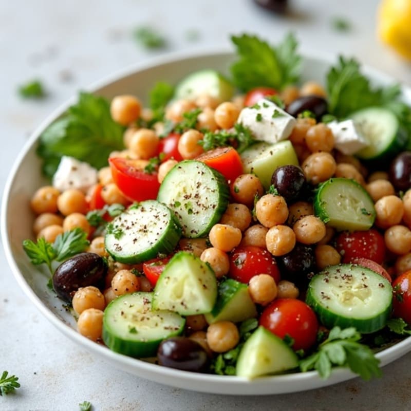 Fresh Mediterranean Chopped Salad with Herb-Marinated Feta