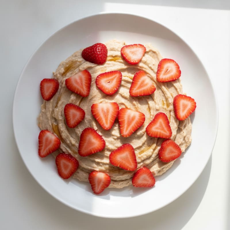 Creamy Pinto Bean Protein Pudding with Fresh Strawberries