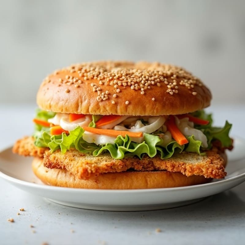 Crispy Baked Chicken Cutlet Sandwich with Fresh Slaw