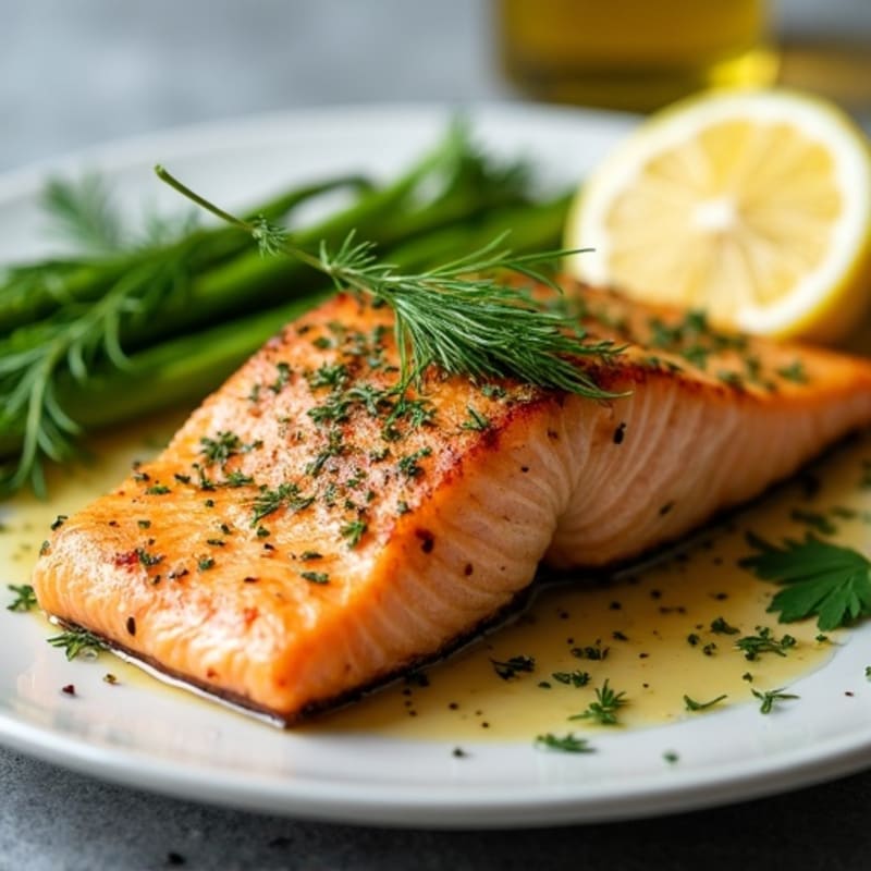 Herb-Crusted Pan Seared Salmon with Lemon