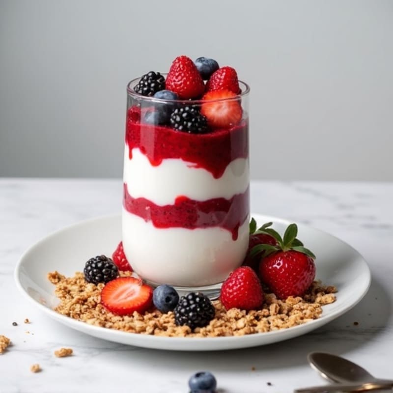 Silky Greek Yogurt Protein Parfait with Mixed Berries