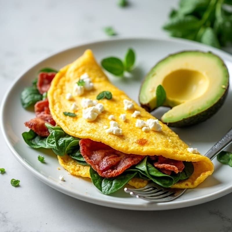 Egg White Omelette with Spinach and Turkey Bacon