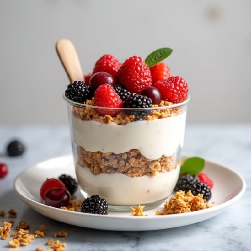 Creamy Greek Yogurt Parfait with Protein Granola and Berries