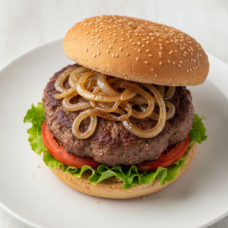 Classic Beef Burger with Caramelized Onions