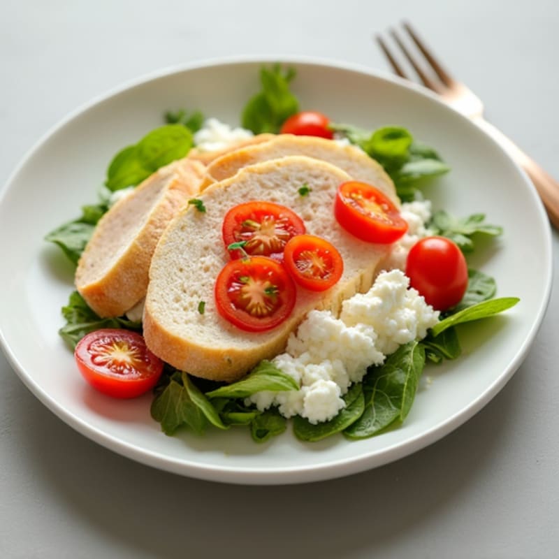 Cottage Cheese with Sliced Turkey and Cherry Tomatoes