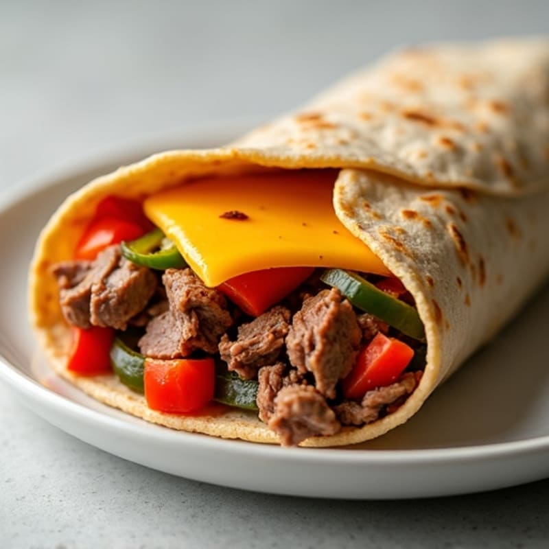 Crispy Whole Wheat Lean Steak and Veggie Melty Wraps