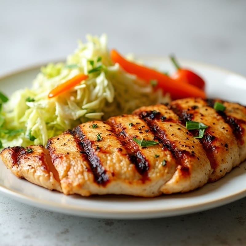 Grilled Chicken Breast with Crunchy Cabbage Slaw