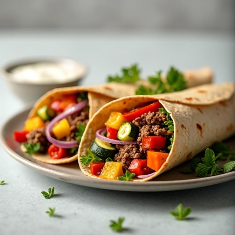 Lean Beef Mince and Roasted Vegetable Wraps