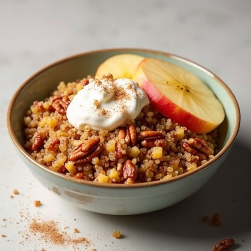 Warm Cinnamon Apple Quinoa Bowl with Toasted Pecans