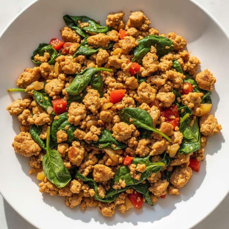 Turkey Sausage and Spinach Scramble