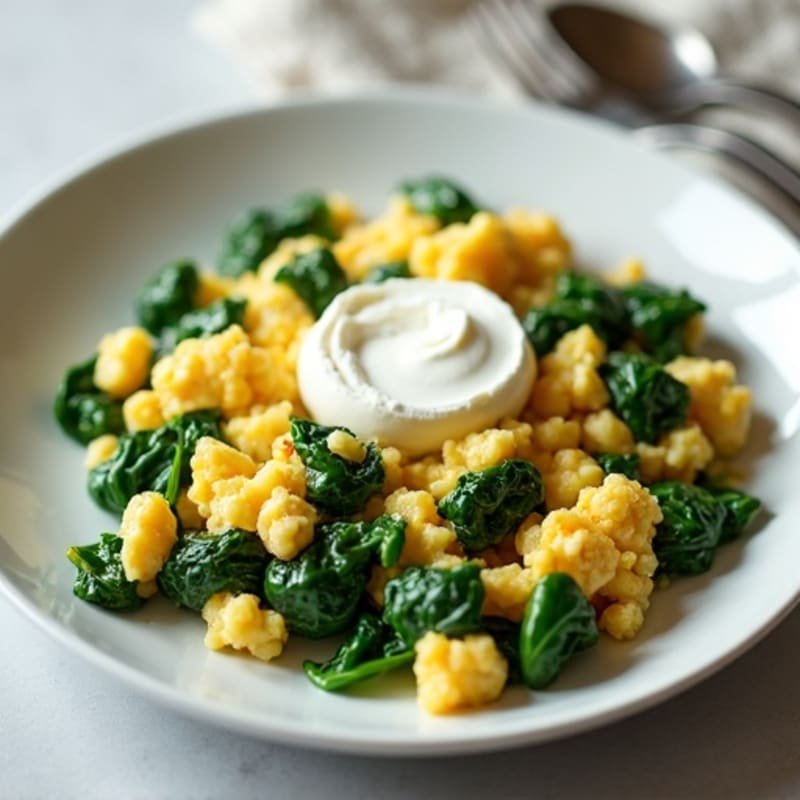Egg White Spinach Scramble with Cottage Cheese