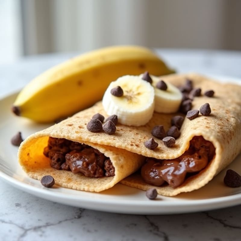 Fluffy Whole Wheat Crepes with Creamy Banana Dark Chocolate Hazelnut Filling
