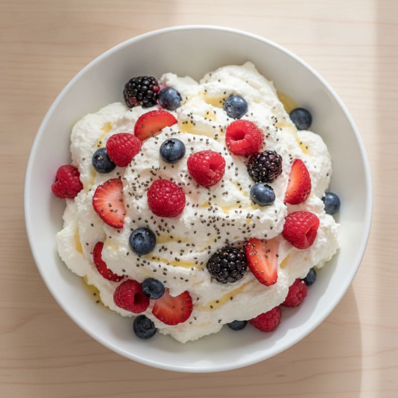 Greek Yogurt Protein Mousse with Mixed Berries
