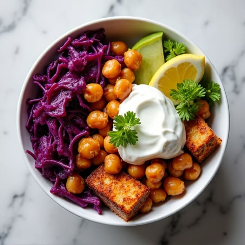 Roasted Purple Cabbage and Chickpea Power Bowl