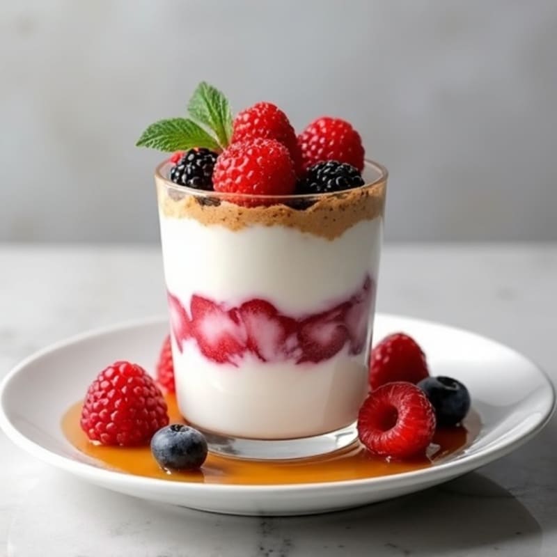 Greek Yogurt Protein Parfait with Mixed Berries and Almond Butter