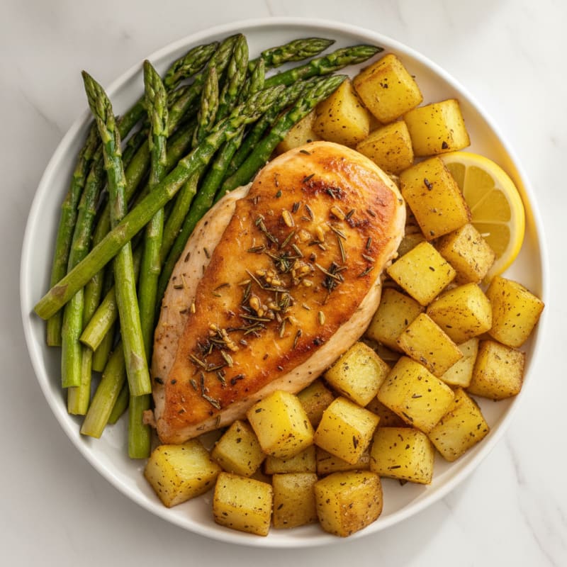 Garlic Herb Roasted Chicken with Asparagus